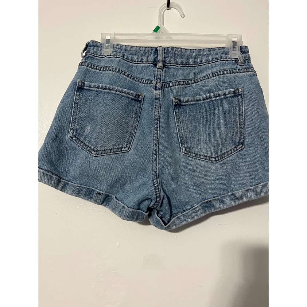 PacSun Light Blue High Waisted Denim Mom Shorts Size 27 Rolled Cuff Cotton - Picture 3 of 8